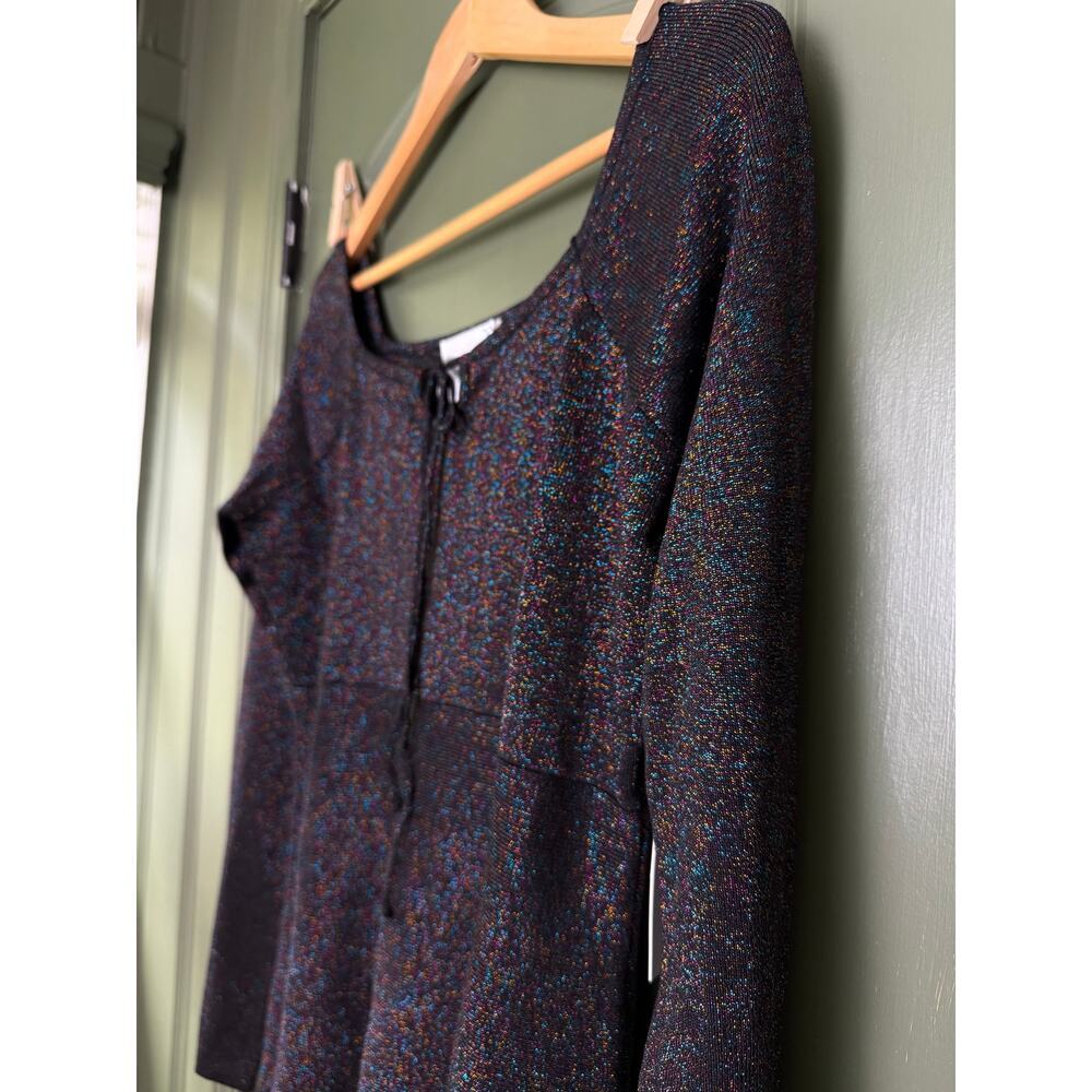 NWT Hyacinth House Black Metallic Shimmer Selena Knit Holiday Mini Dress XS - Picture 3 of 7